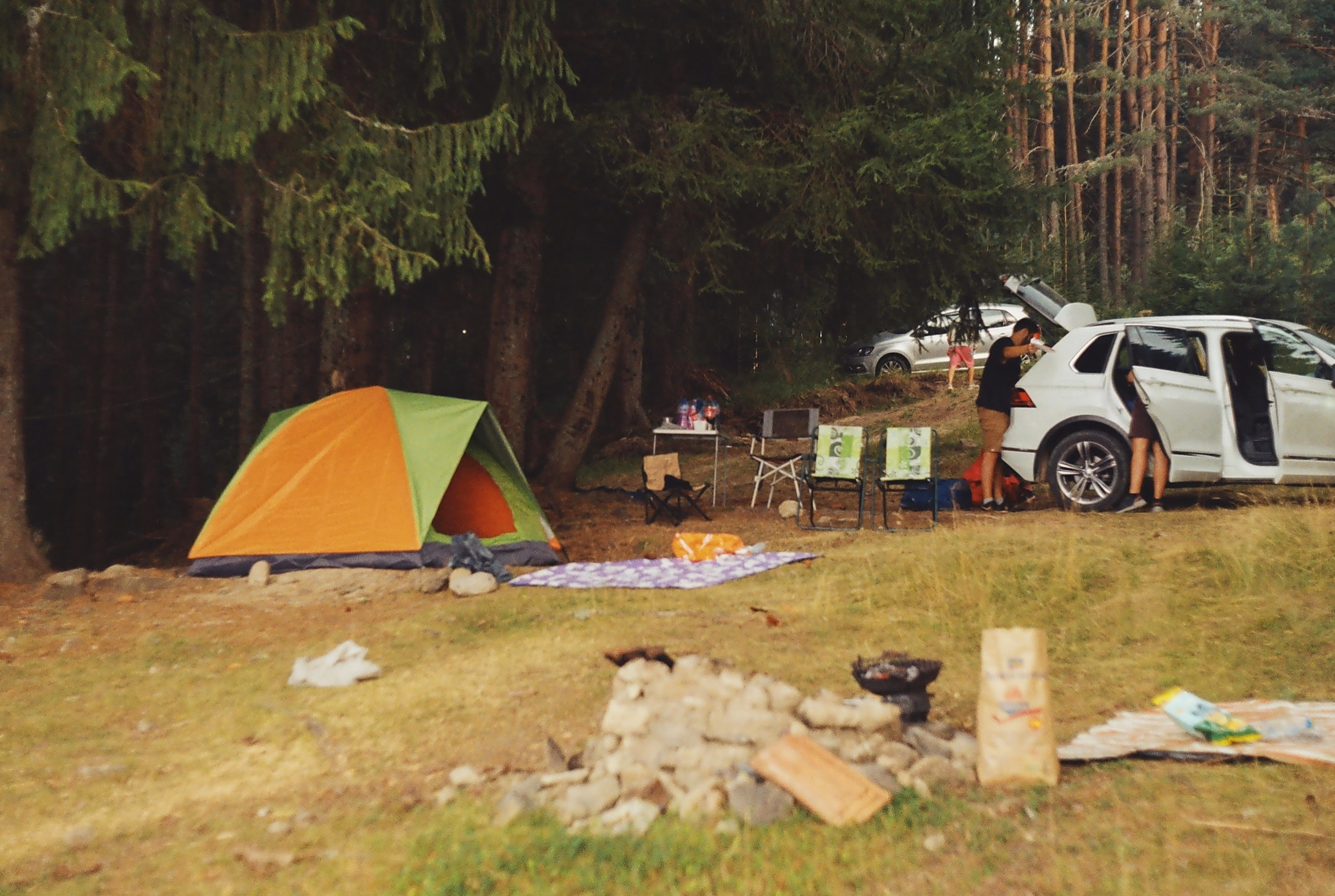 Family camping in Forest